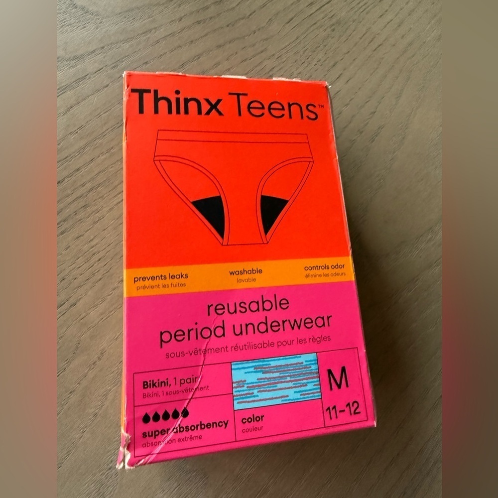 NWT- Thinx Teens Period Panties – Bikini, Size M (11–12) – Super Absorbency